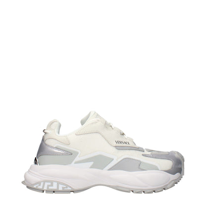 Versace White Fabric Chunky Sneakers