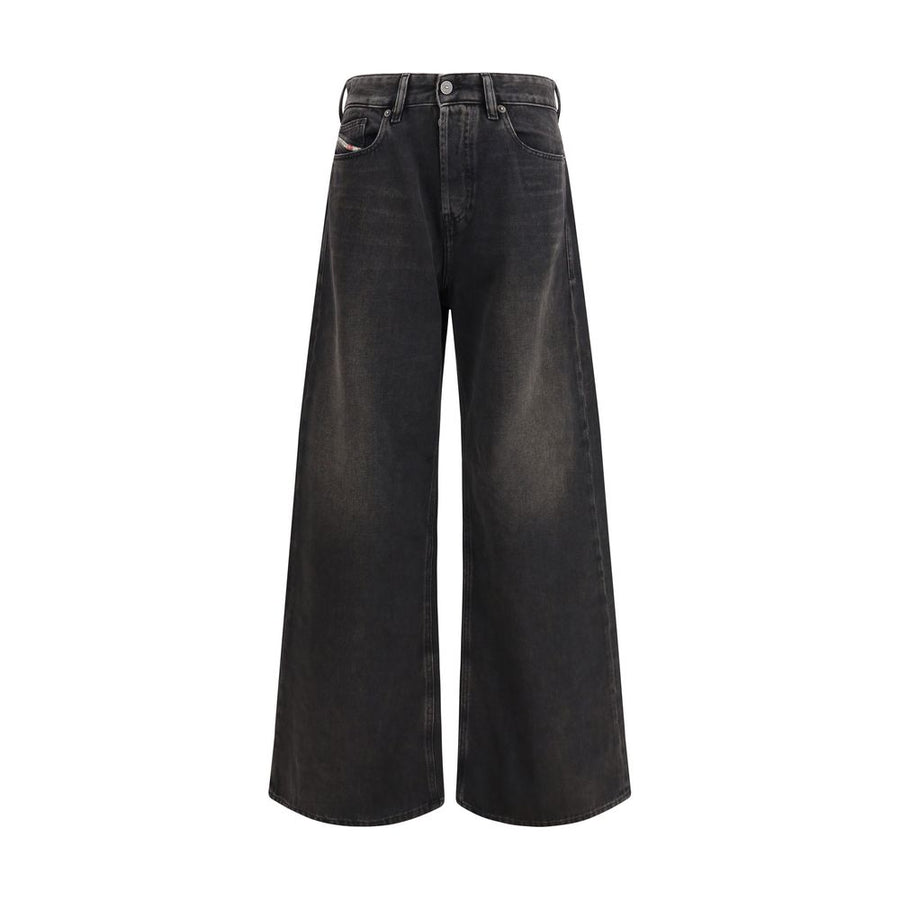 Diesel Black Cotton Relaxed Fit Jeans
