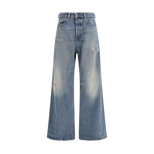 Diesel Blue Cotton Relaxed Fit Jeans