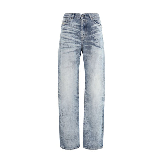 Diesel Blue Cotton Straight-Leg Jeans