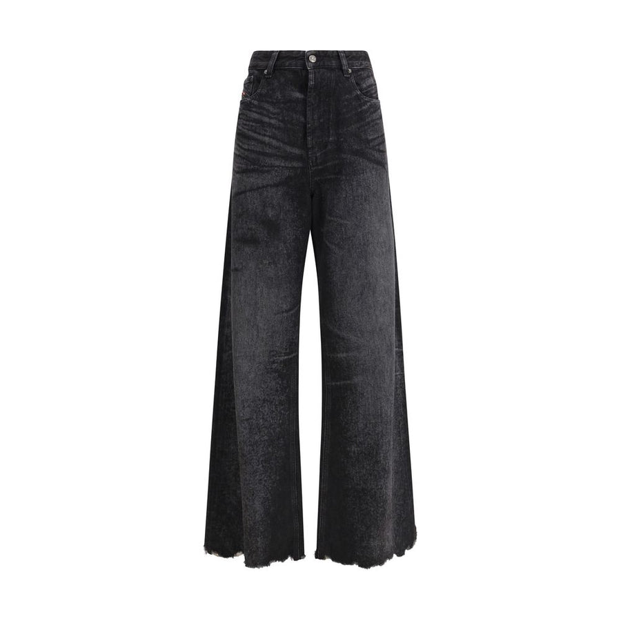 Diesel Black Cotton Relaxed Fit Jeans