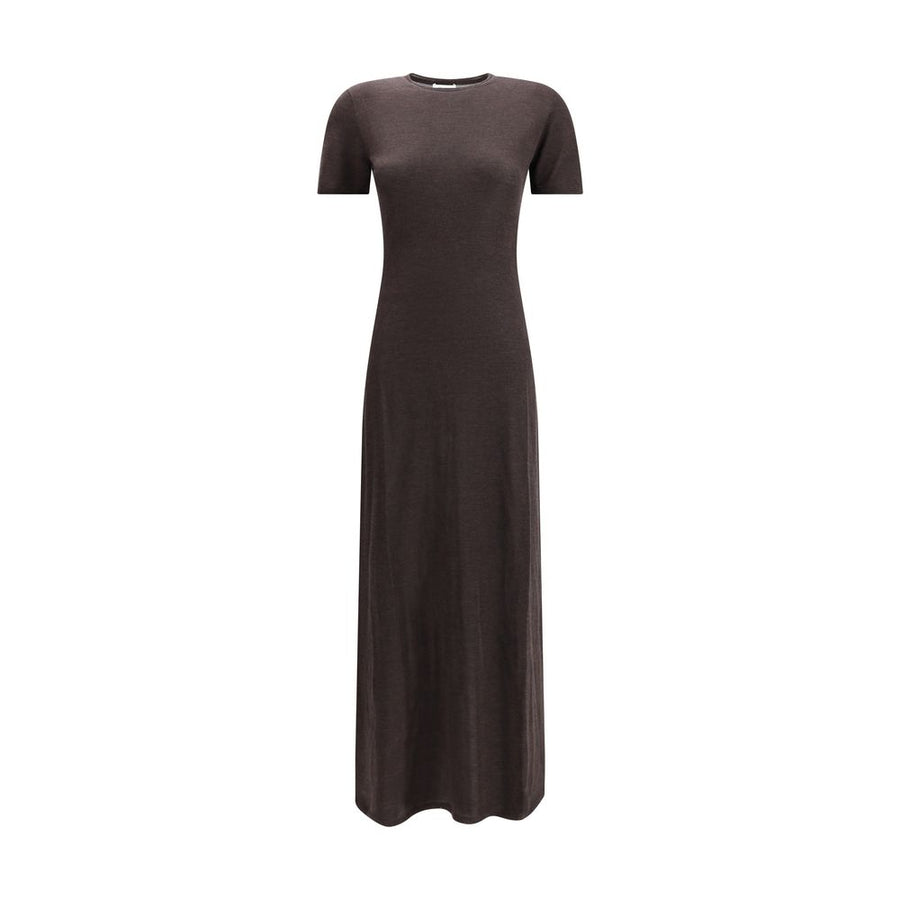 Ferragamo Brown Fleece Wool Long Dress