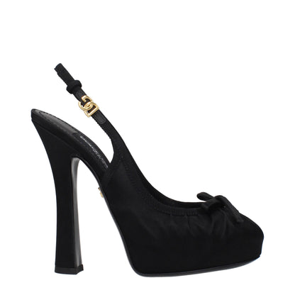 Dolce & Gabbana Black Satin High Heel Pumps