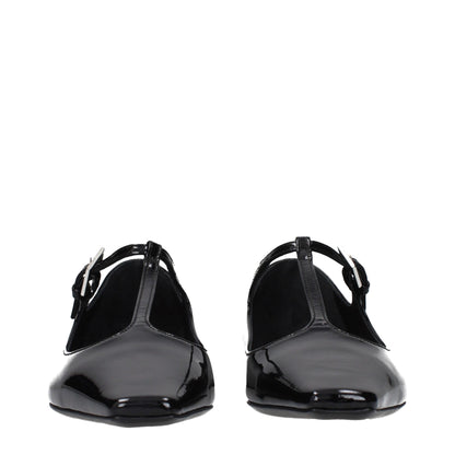 The Attico Black Leather Ballet Flats