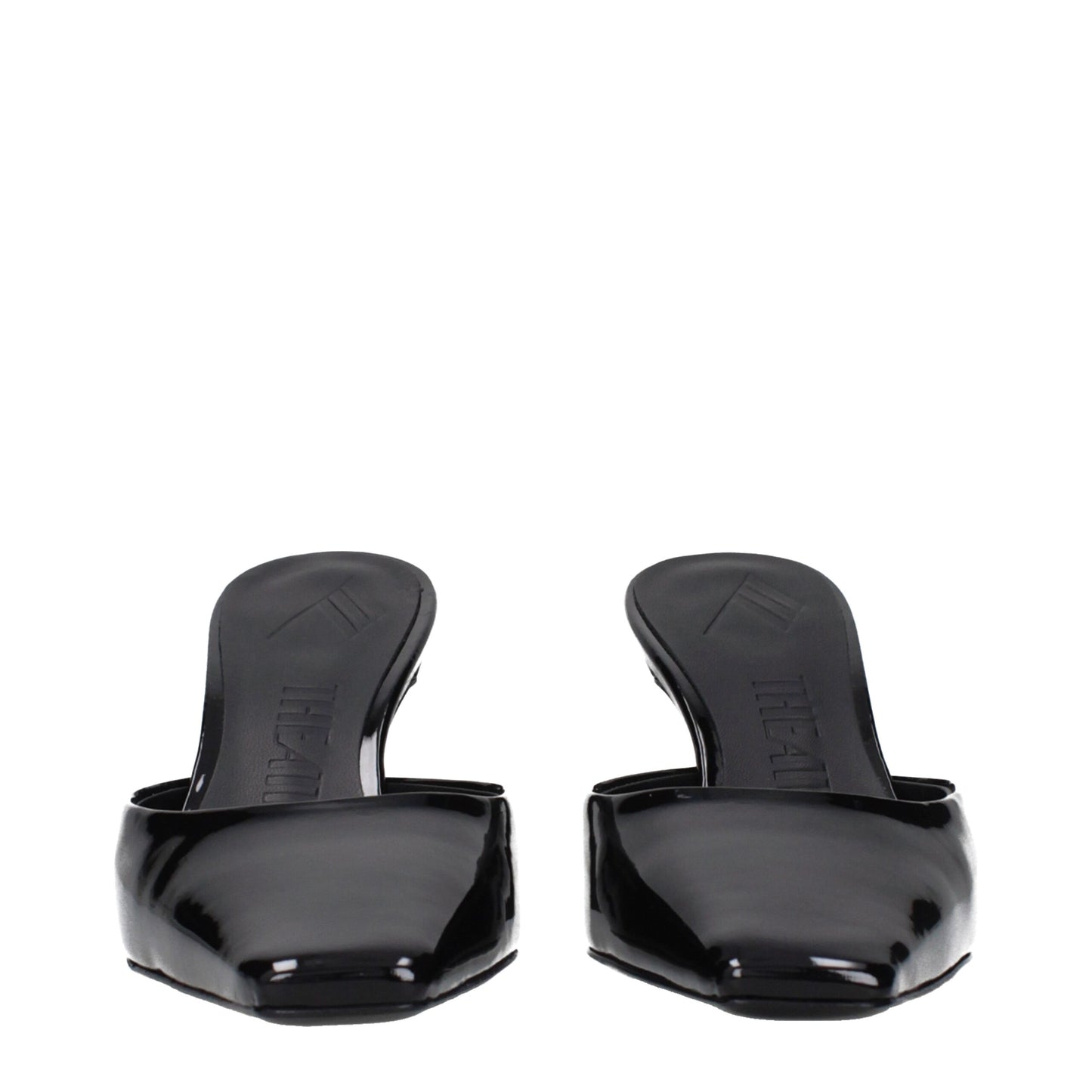 The Attico Black Leather Flat Sandals