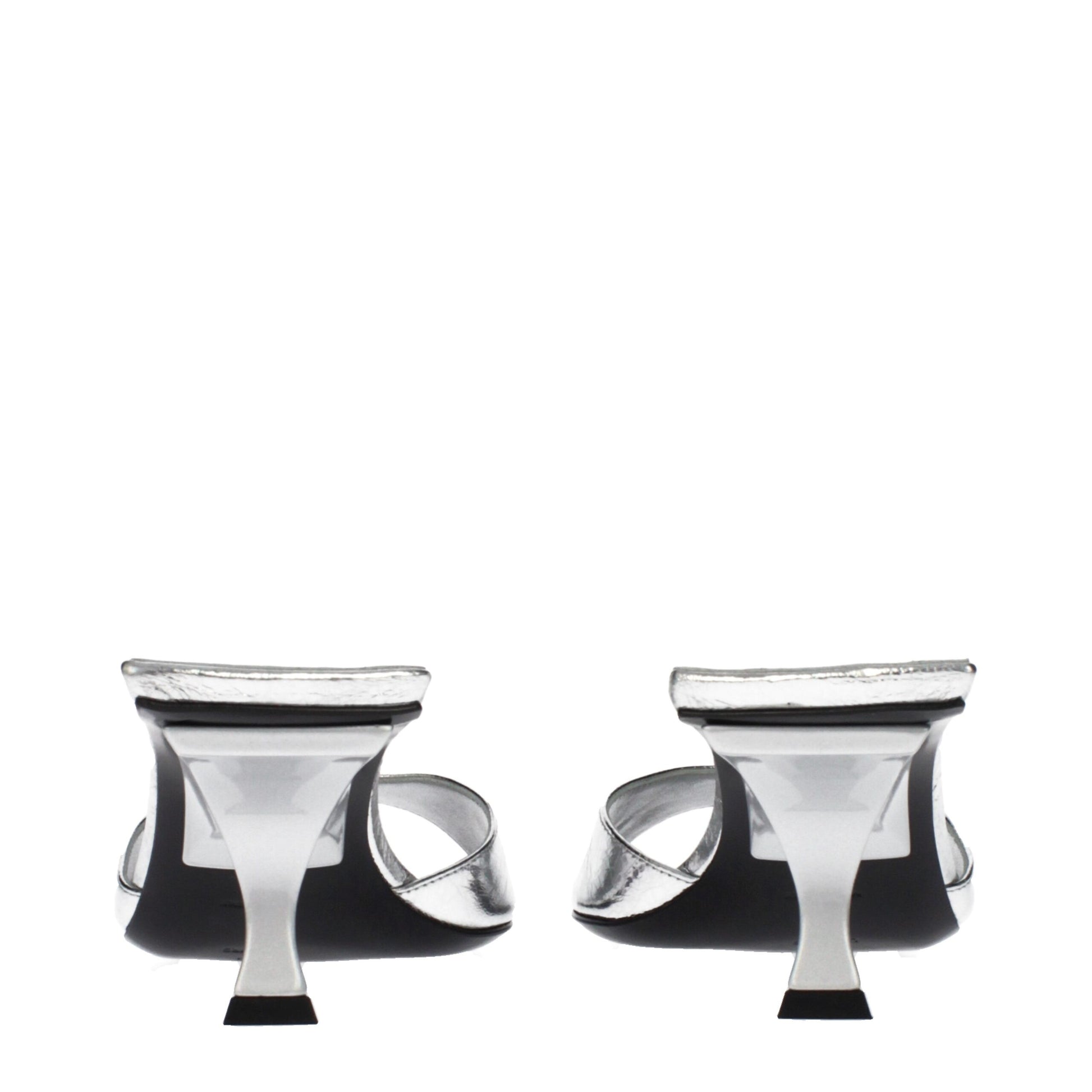 The Attico Gray Leather Flat Sandals