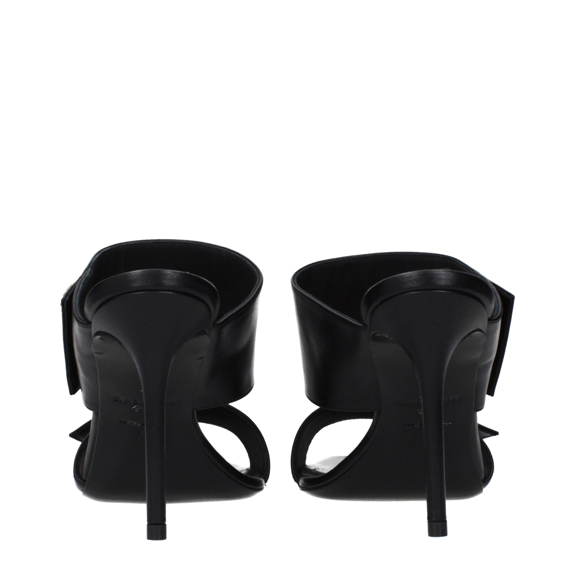 Balmain Black Leather Stiletto Heel Sandals