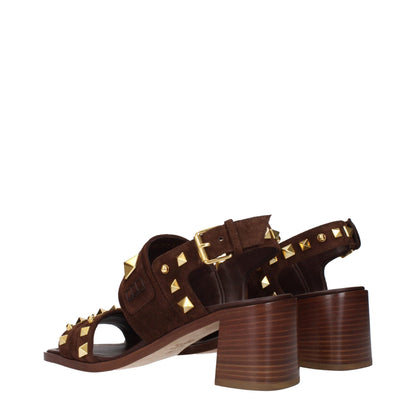 Valentino Garavani Brown Leather Strap-On Sandals