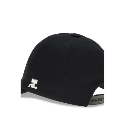 Courrèges Black Cotton Cap (Baseball Hat)
