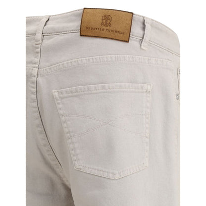 Brunello Cucinelli Beige Cotton Straight-Leg Jeans
