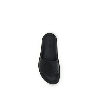 Fendi Black Rubber Flat Sandals