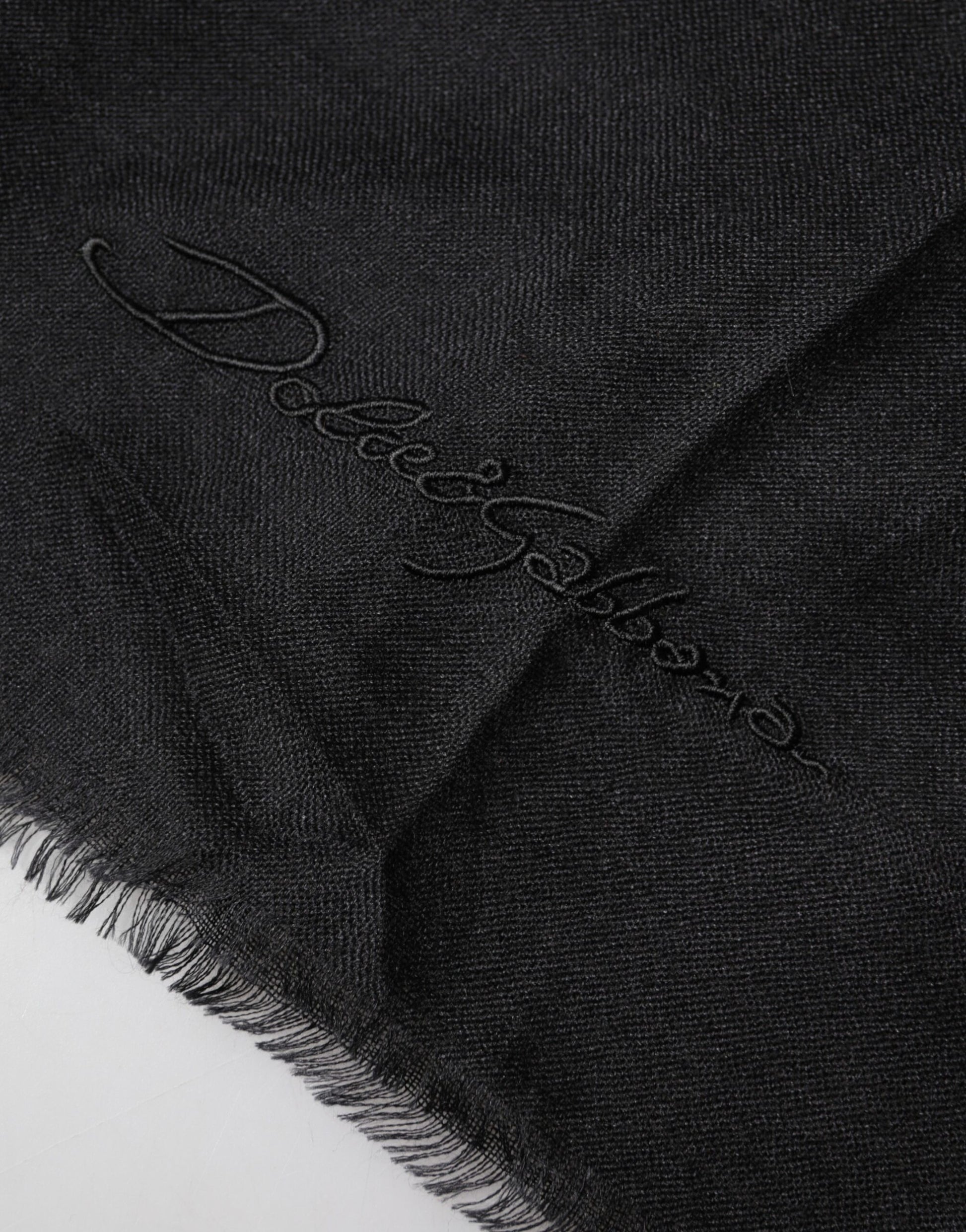 Dolce & Gabbana Black Cashmere Knit Neck Wrap Shawl Scarf