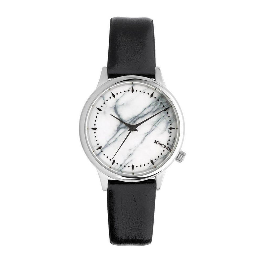 Komono Black Leather Dress Watch