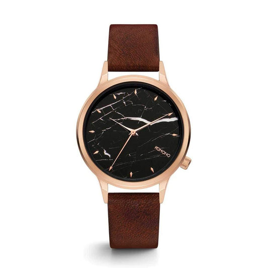 Komono Red Leather Dress Watch