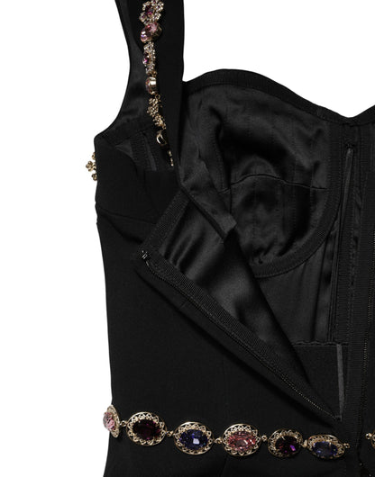 Dolce & Gabbana Black Embellished Sheath MermaidGown Dress