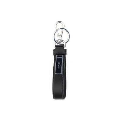 Prada Black Stainless Steel Keychain