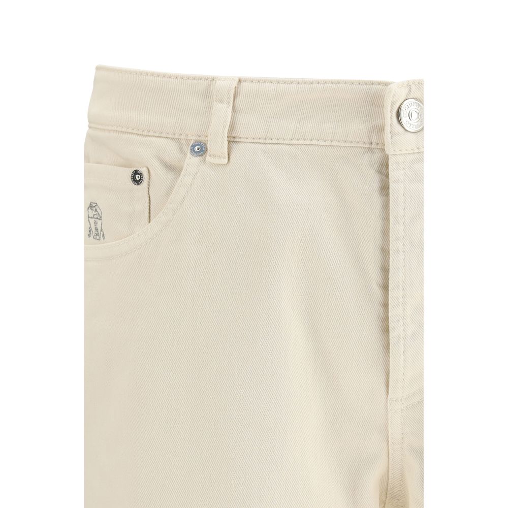 Brunello Cucinelli White Cotton High-Waisted Jean