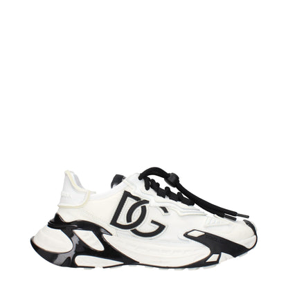 Dolce & Gabbana White Fabric Athletic Sneakers