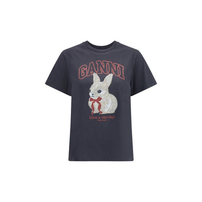 Ganni Black Cotton T-Shirt