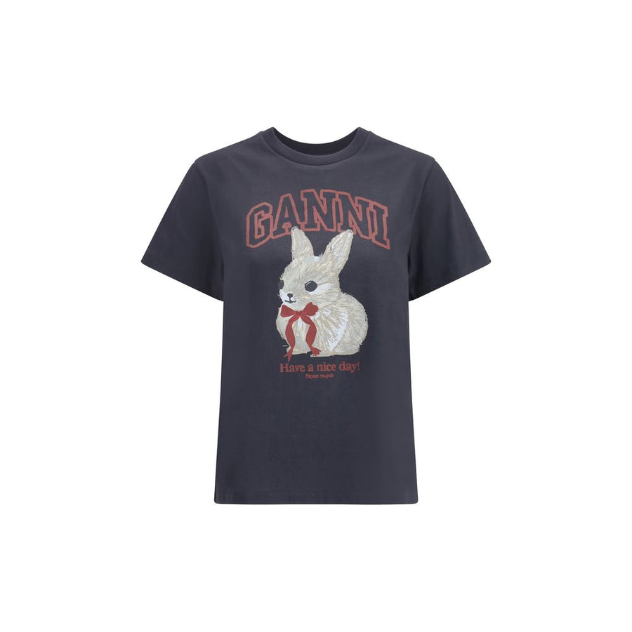 Ganni Black Cotton T-Shirt