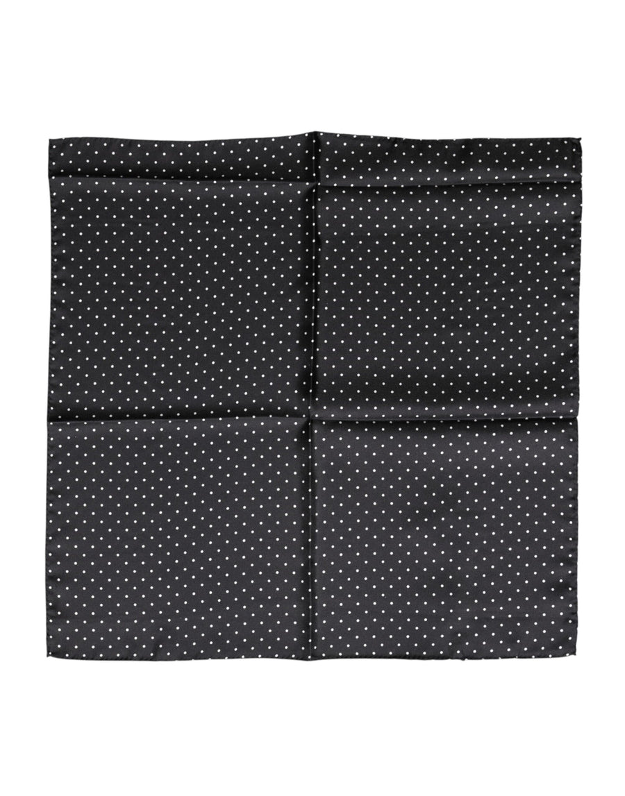 Dolce & Gabbana Black Polka Dot Silk Square Foulard Scarf