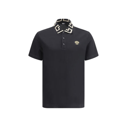 Versace Black Cotton Polo Shirt