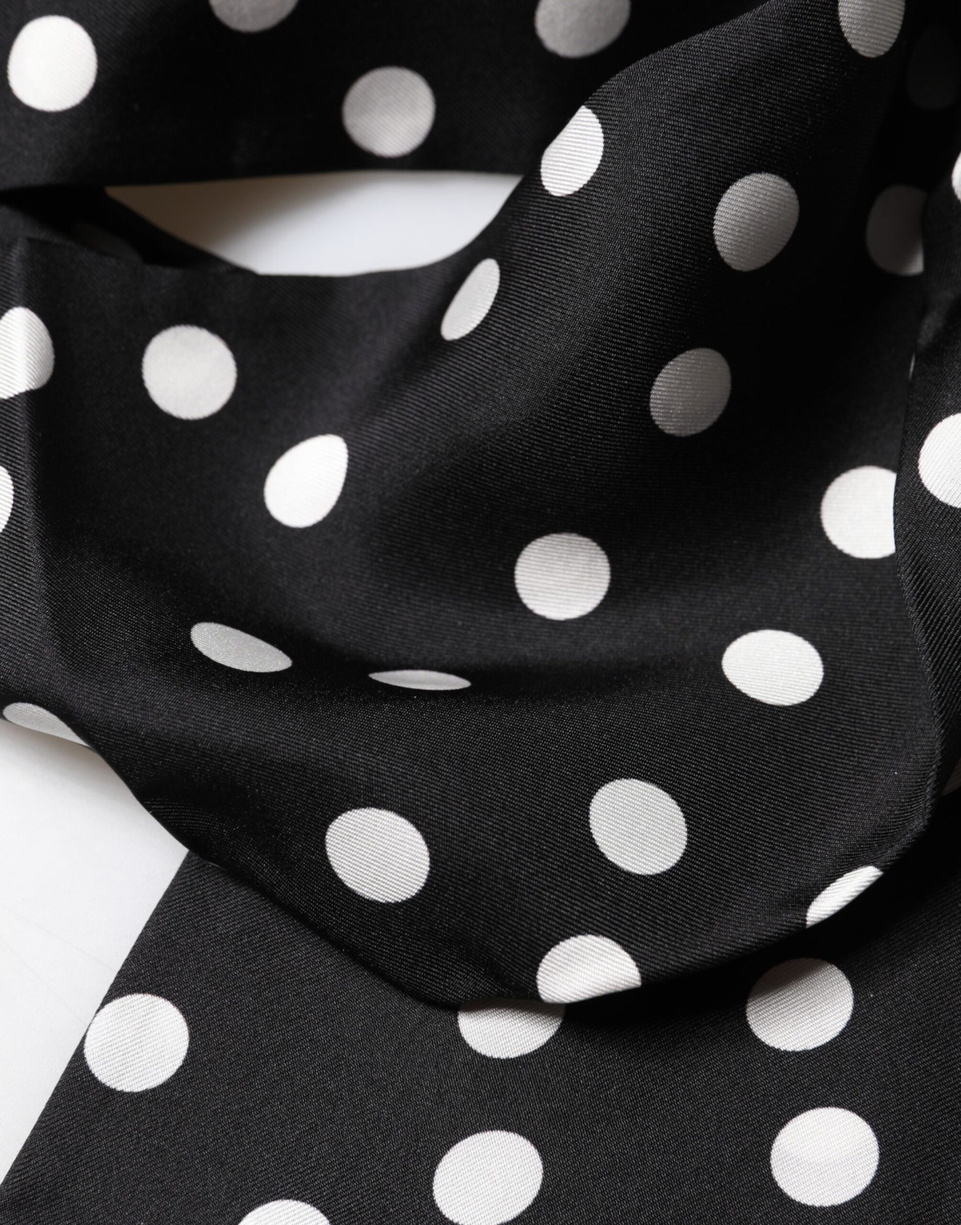 Dolce & Gabbana Scarf Black Polka Dot Silk Neck Wrap Foulard