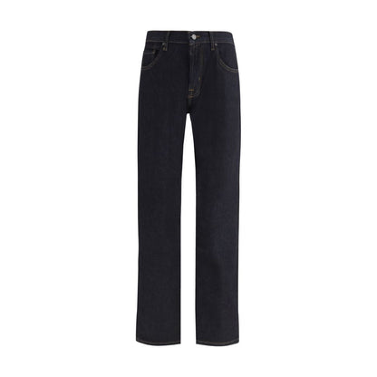 7FOR Blue Cotton Straight-Leg Jeans