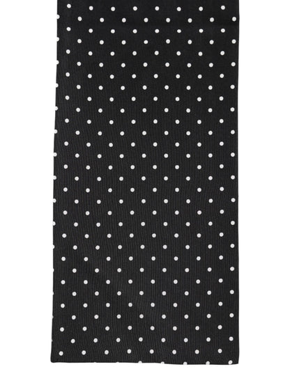 Dolce & Gabbana Black Polka Dot Neck Wrap Foulard 133.5cm x 12.5cm Scarf