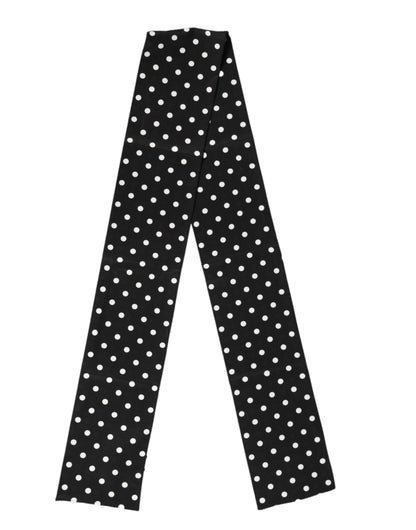Dolce & Gabbana Black Polka Dot Neck Wrap Foulard 150cm x 12.5cm  Scarf