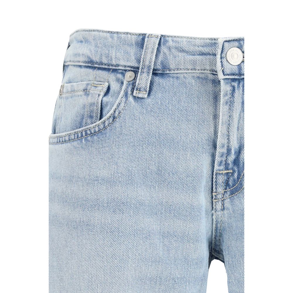 7FOR Light Blue Cotton Straight-Leg Jeans
