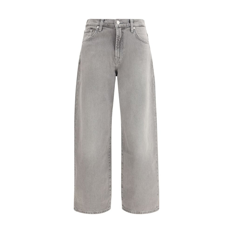 7FOR Gray Cotton Relaxed Fit Jeans