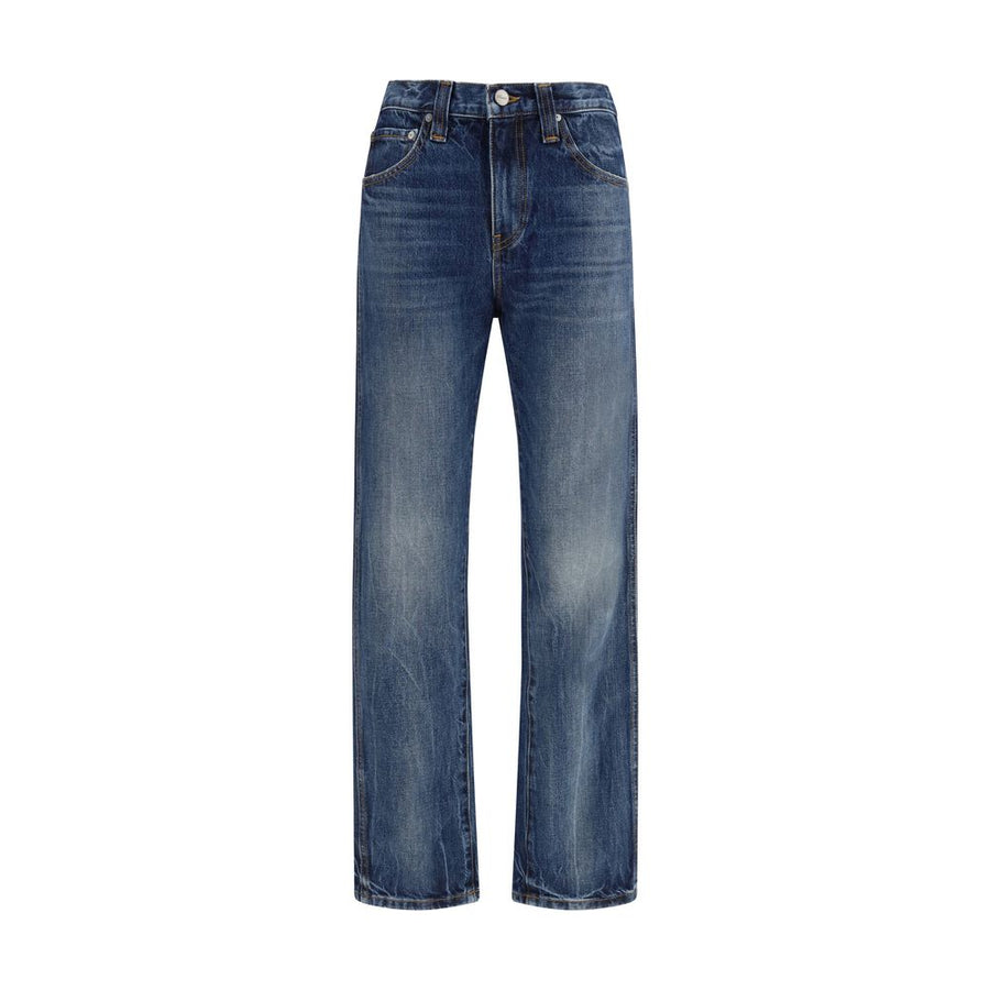 Khaite Blue Cotton High-Waisted Jean