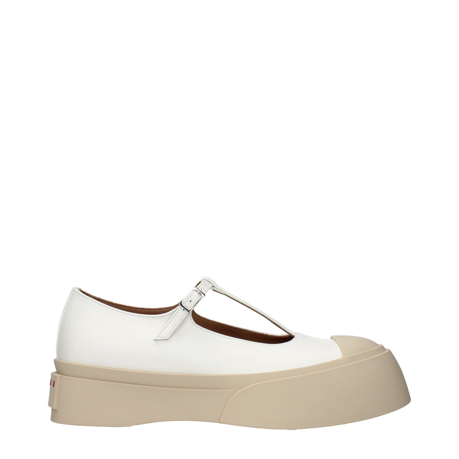 Marni White Leather Slip-On Loafers