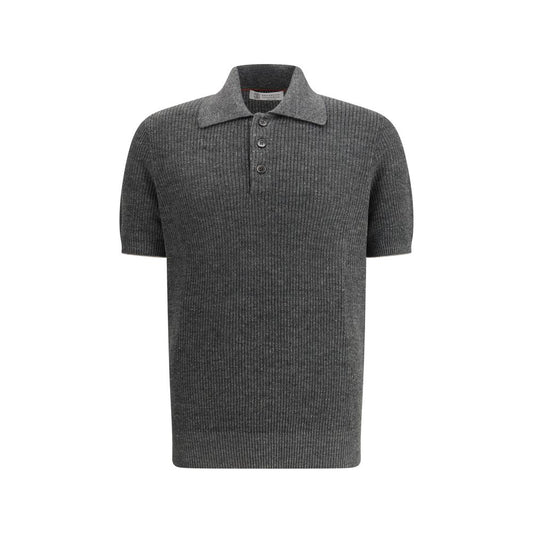 Brunello Cucinelli Gray Cotton Polo Shirt