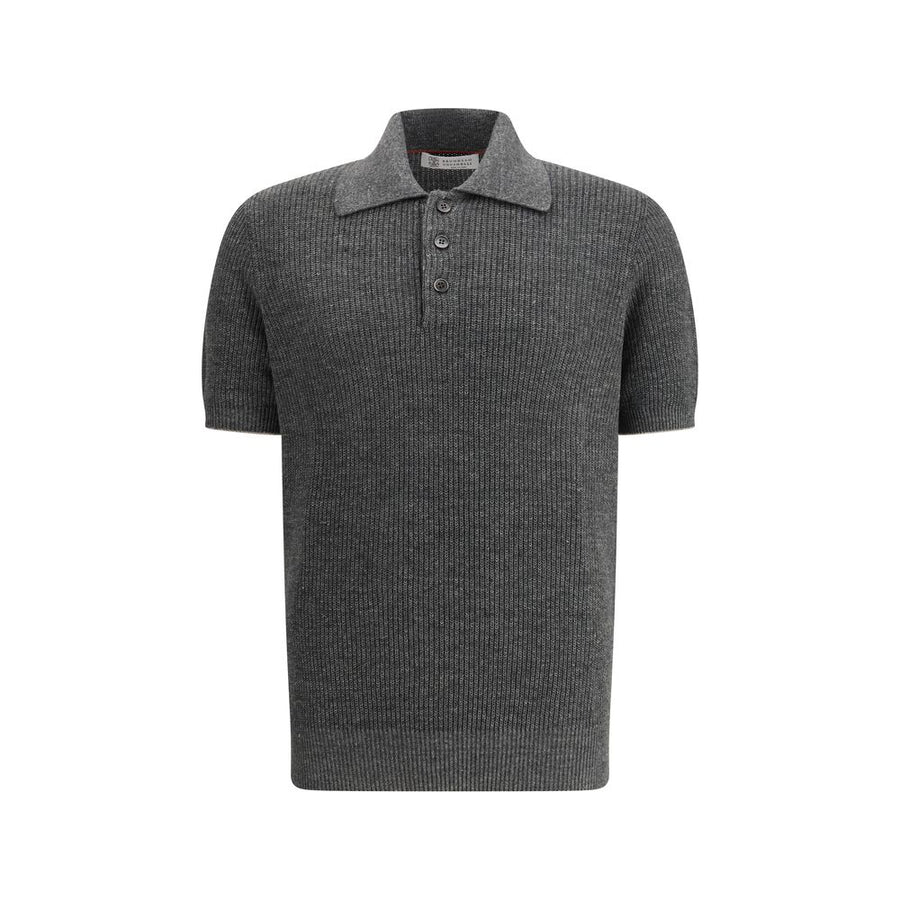 Brunello Cucinelli Gray Cotton Polo Shirt