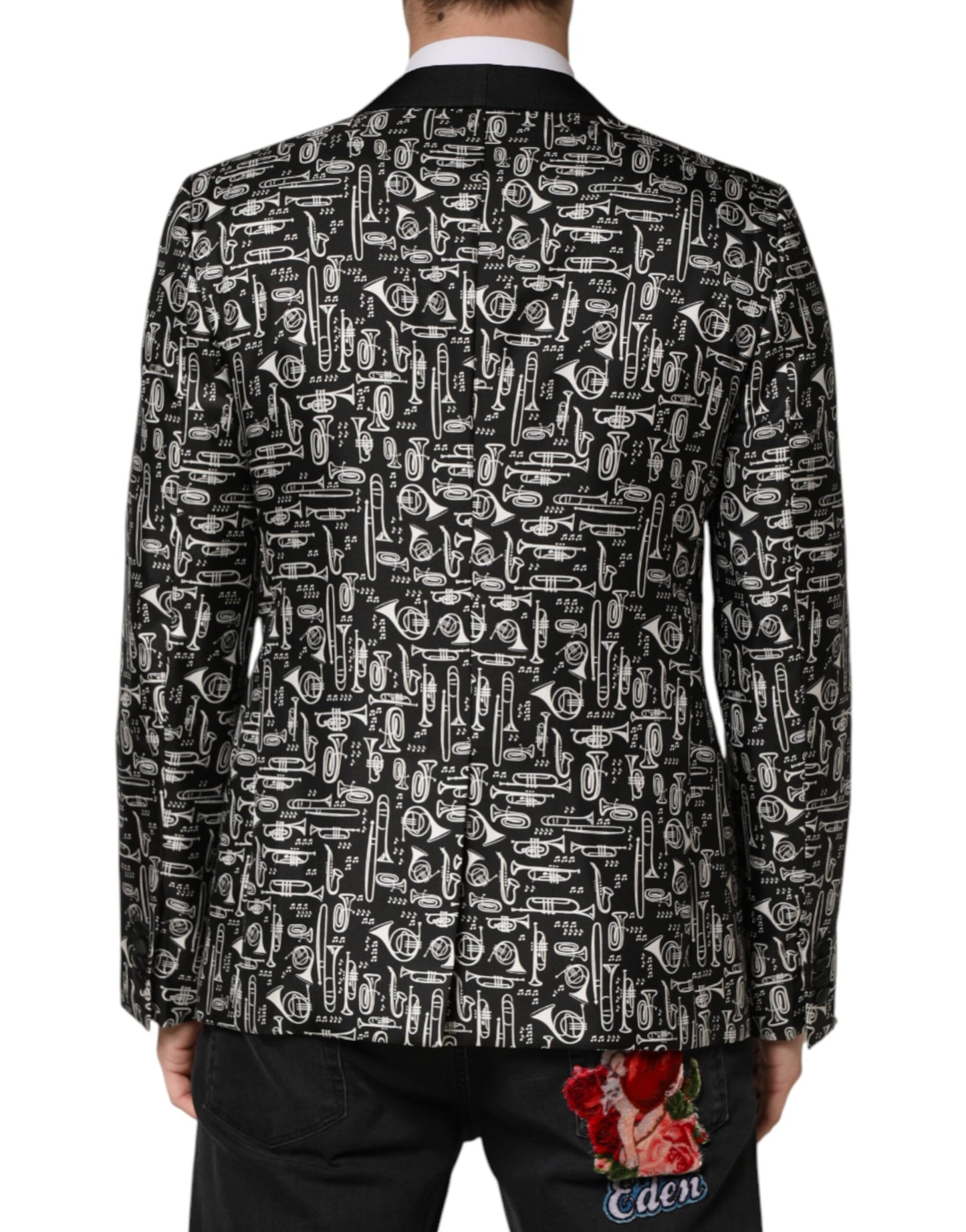 Dolce & Gabbana Black Jazz Club Silk Single Breasted Blazer