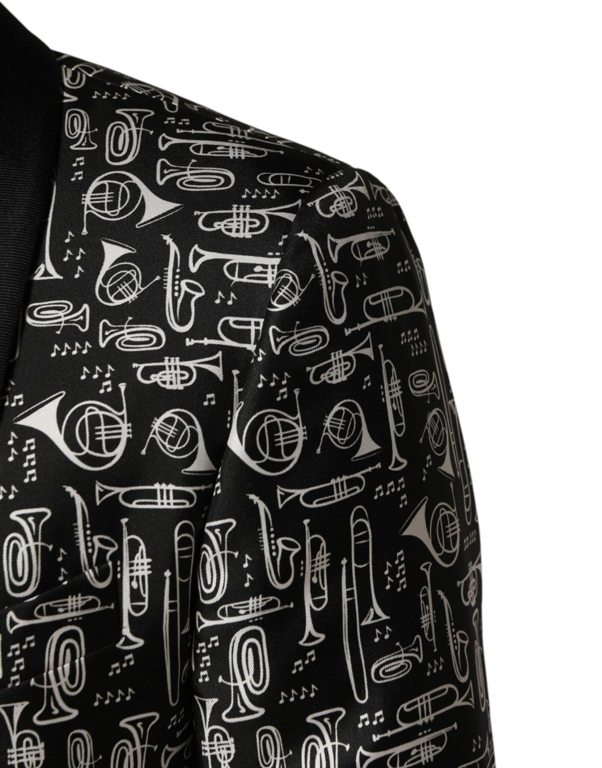 Dolce & Gabbana Black Jazz Club Silk Single Breasted Blazer