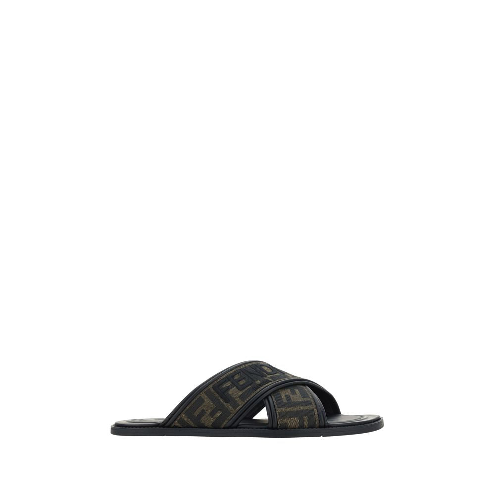 Fendi Black Rubber Slippers