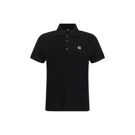 Fendi Black Cotton Polo Shirt
