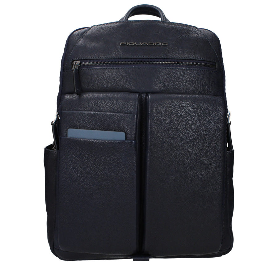 Piquadro Blue Leather Backpack