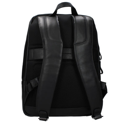 Piquadro Black Leather Backpack