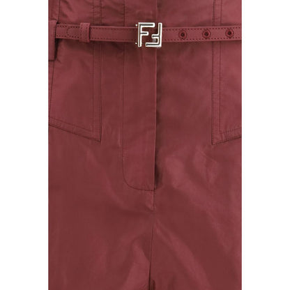 Fendi Bordeaux Silk Dress Pants